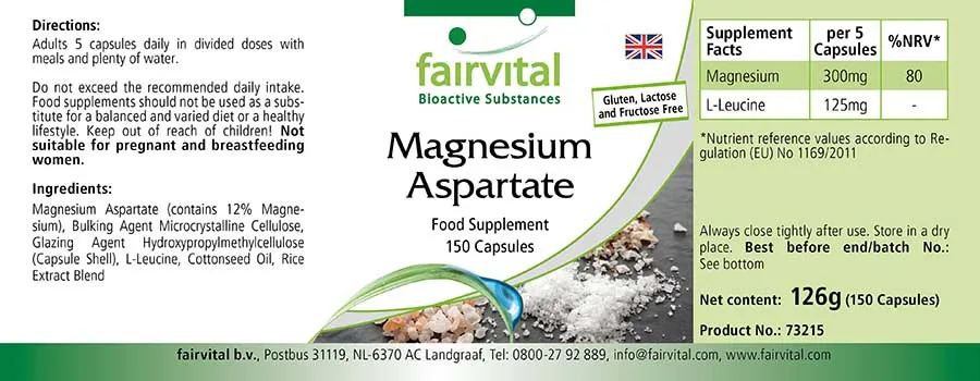 Aspartato de Magnesio  - 150 Cápsulas