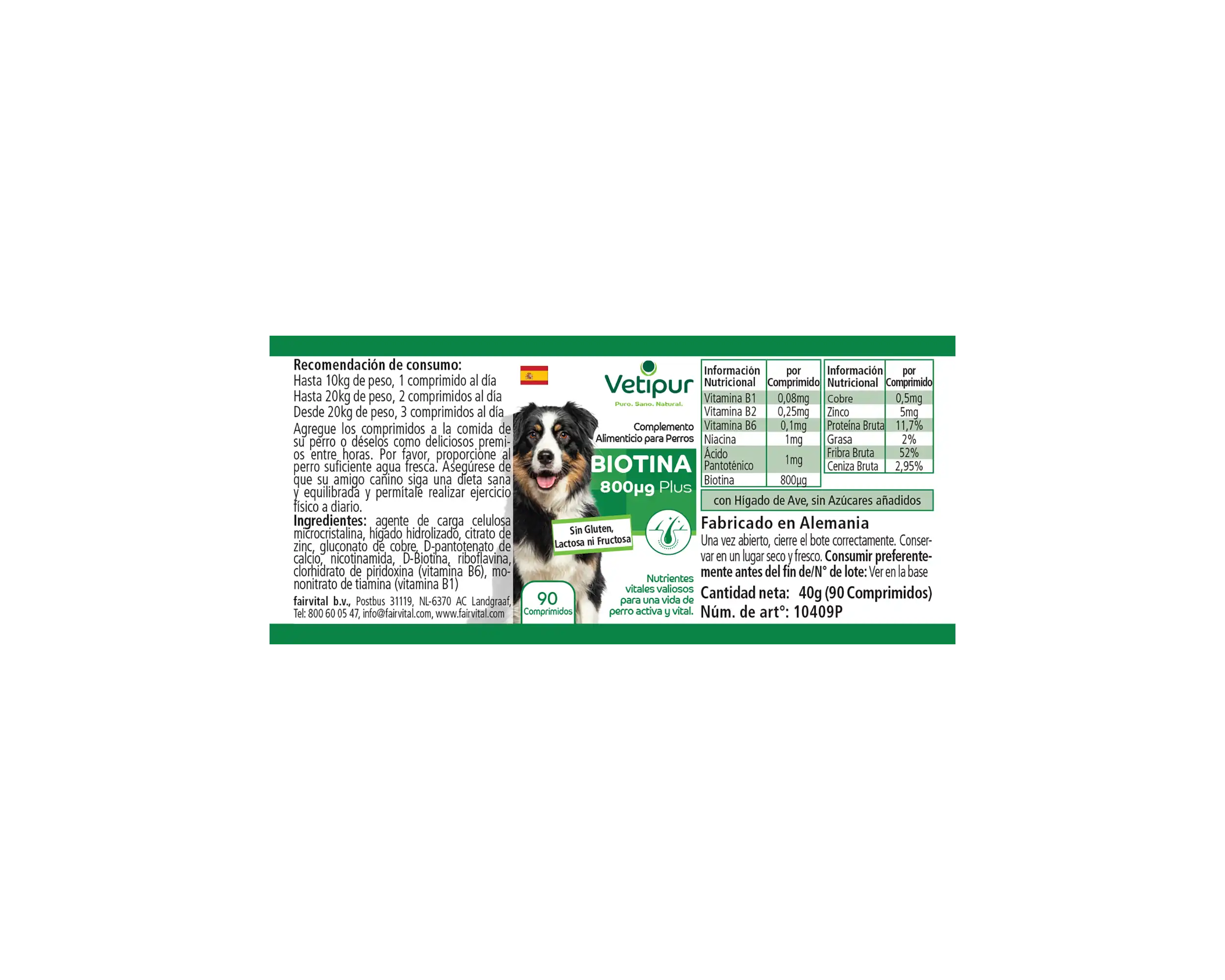Biotin 800µg with vital substances - 90 tablets for dogs | Vetipur