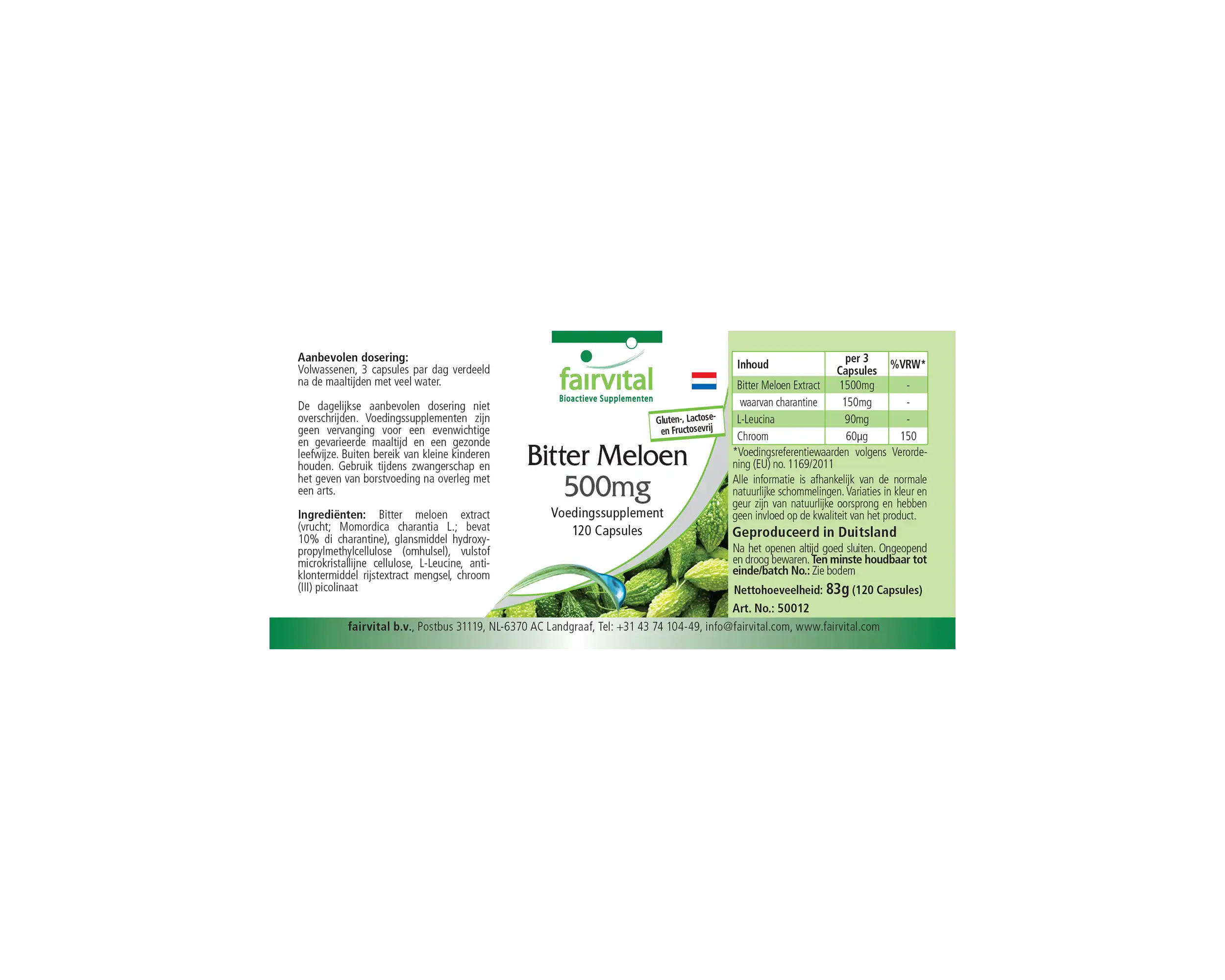Melón amargo 500mg cromo - 120 cápsulas