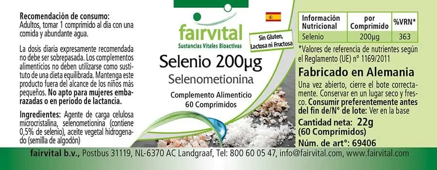 Selenium 200µg from selenomethionine - 60 tablets