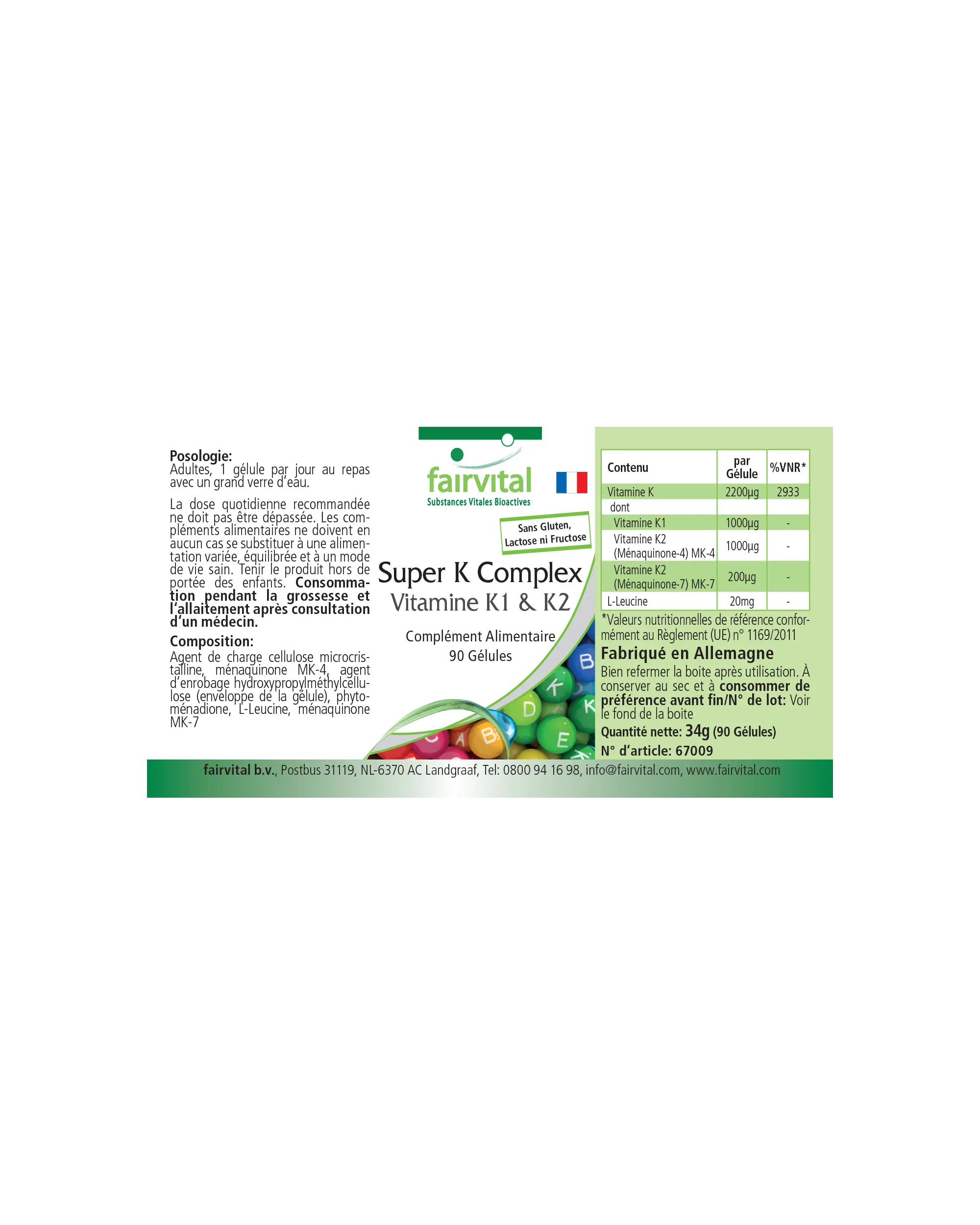 Complejo Super K - Vitamina K1 y K2 - 90 Cápsulas