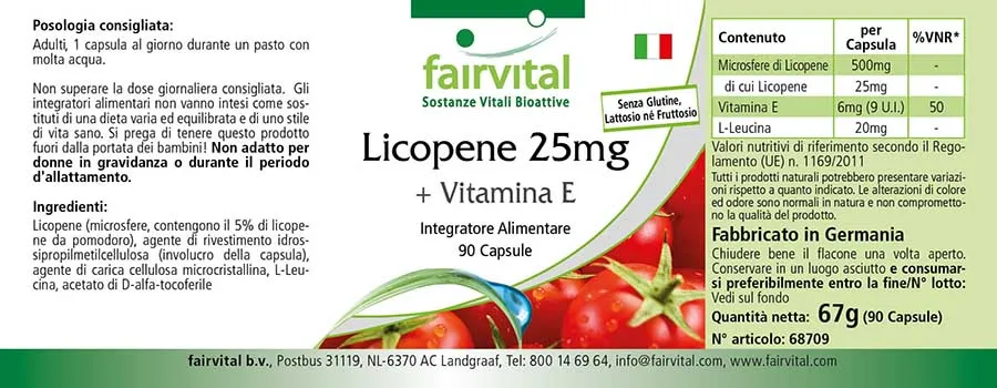 Licopeno 25mg + Vitamina E - 90 Cápsulas