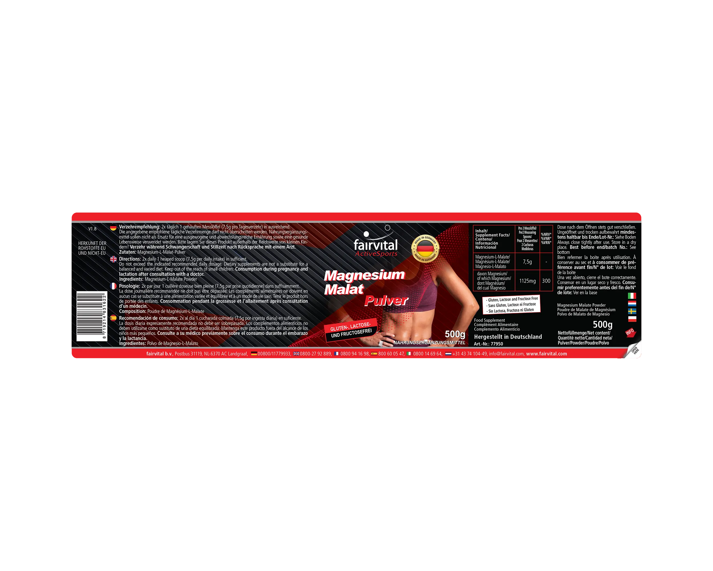 Magnesium Malaat Poeder-500g Magnesium Malaat Poeder-500g