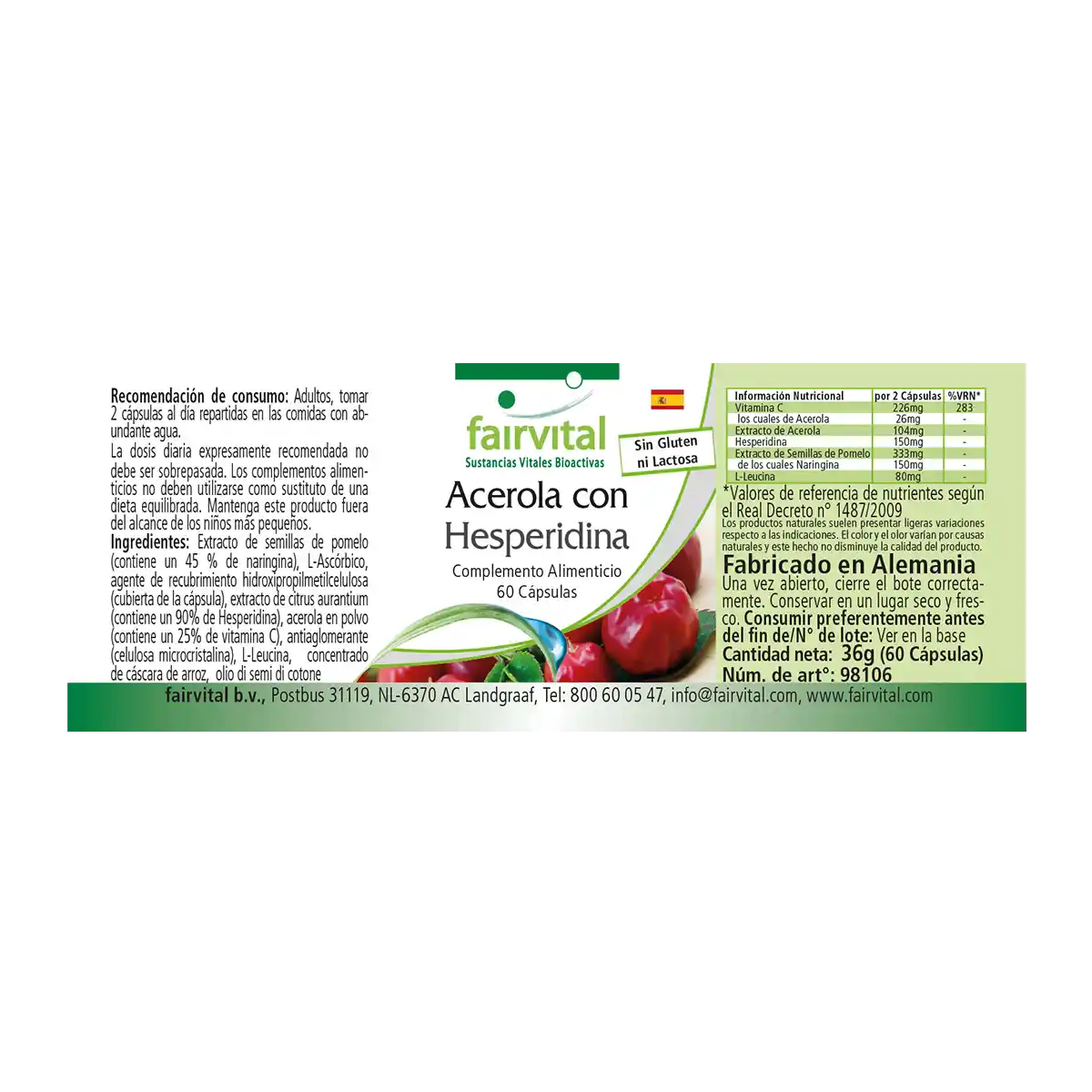 Acerola con Hesperidina - 60 Cápsulas Acerola con Hesperidina - 60 Cápsulas