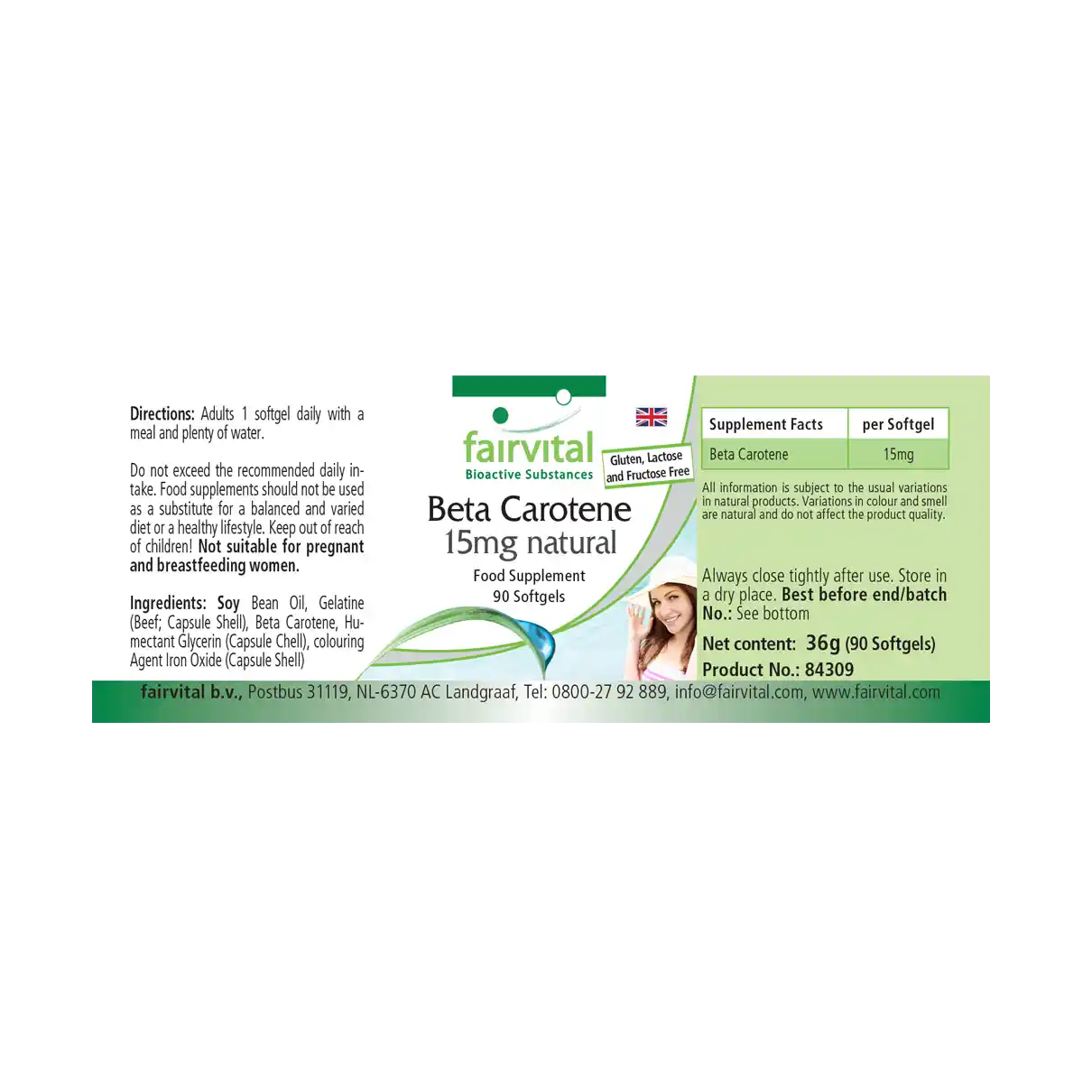 Beta caroteno 15mg natural - 90 cápsulas Beta caroteno 15mg natural - 90 cápsulas