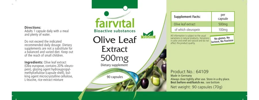 Olive leaf extract 500mg - 90 capsules