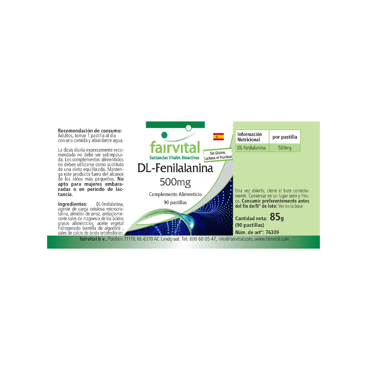 DL-fenylalanine - 90 tabletten DL-fenylalanine - 90 tabletten