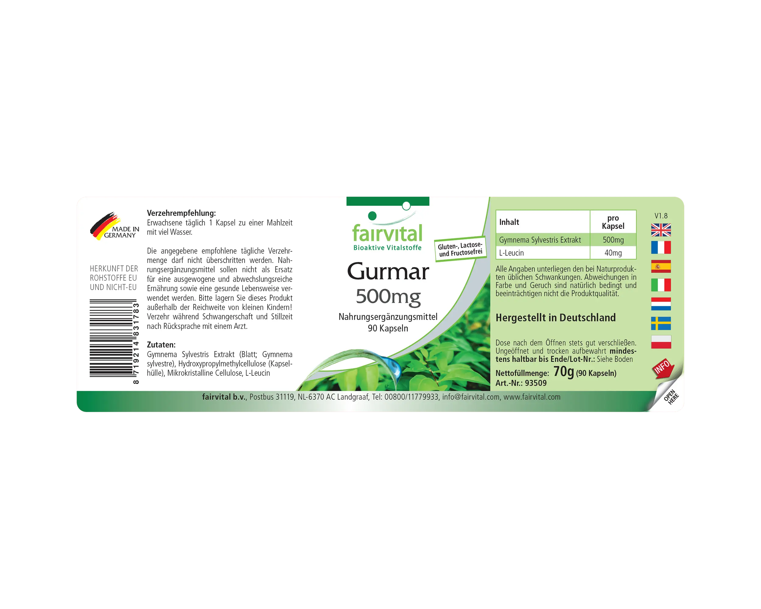 Gurmar 500mg - Gymnema Sylvestre - 90 Kapseln - vegan | Fairvital Gurmar 500mg - Gymnema Sylvestre - 90 Kapseln - vegan | Fairvital