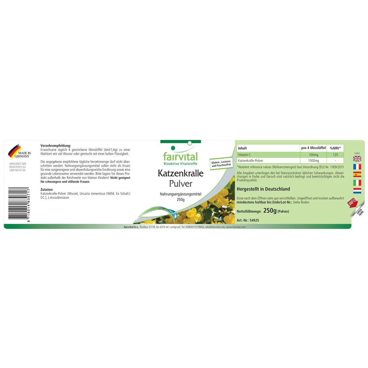 Kattenklauwpoeder met vitamine C - 250g Kattenklauwpoeder met vitamine C - 250g