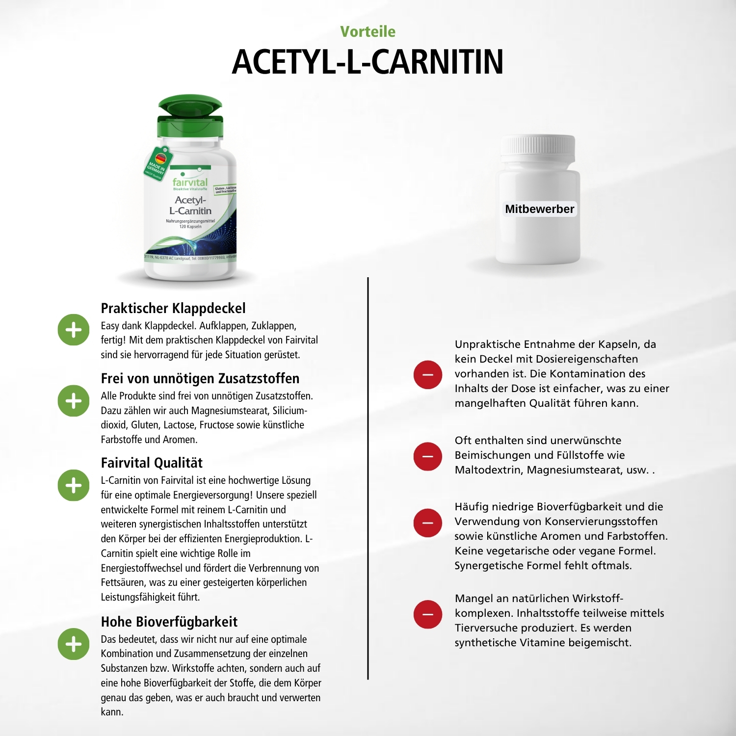 Acetyl-L-Carnitine - 120 Capsules - High-Strength and Vegan | Fairvital