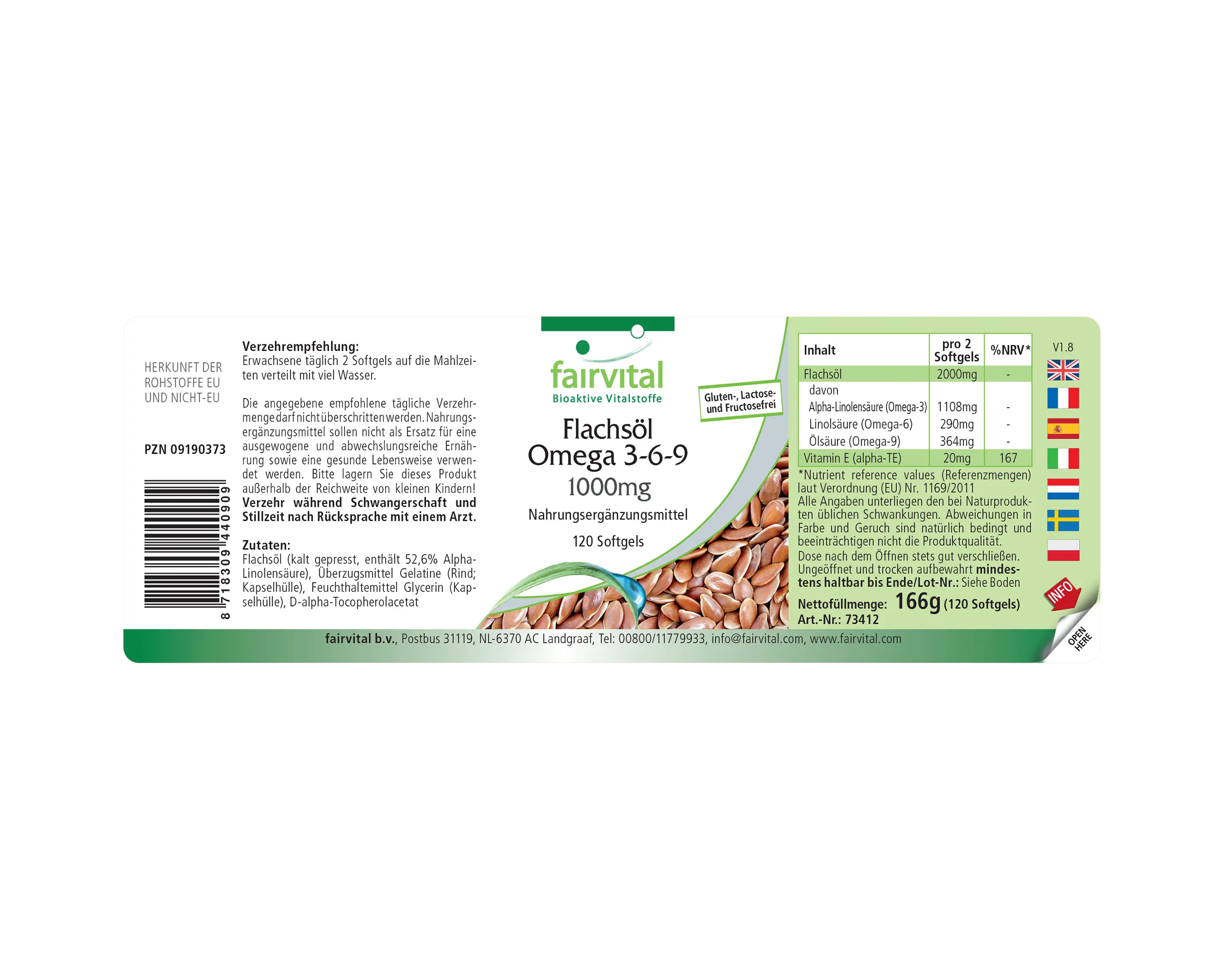 Huile de lin - riche en omégas 3, 6 et 9 - 120 softgels