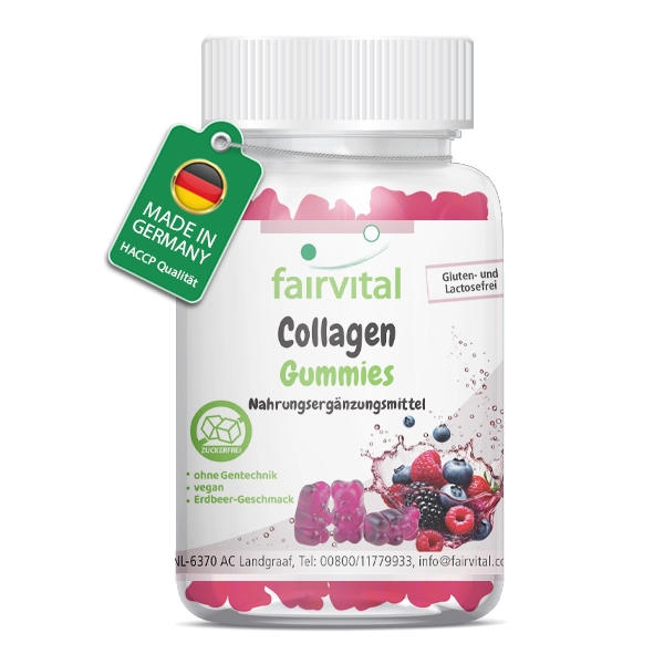 Collagen - 60 Gummies - 1000mg - vegan - sugar-free - strawberry flavor | Fairvital