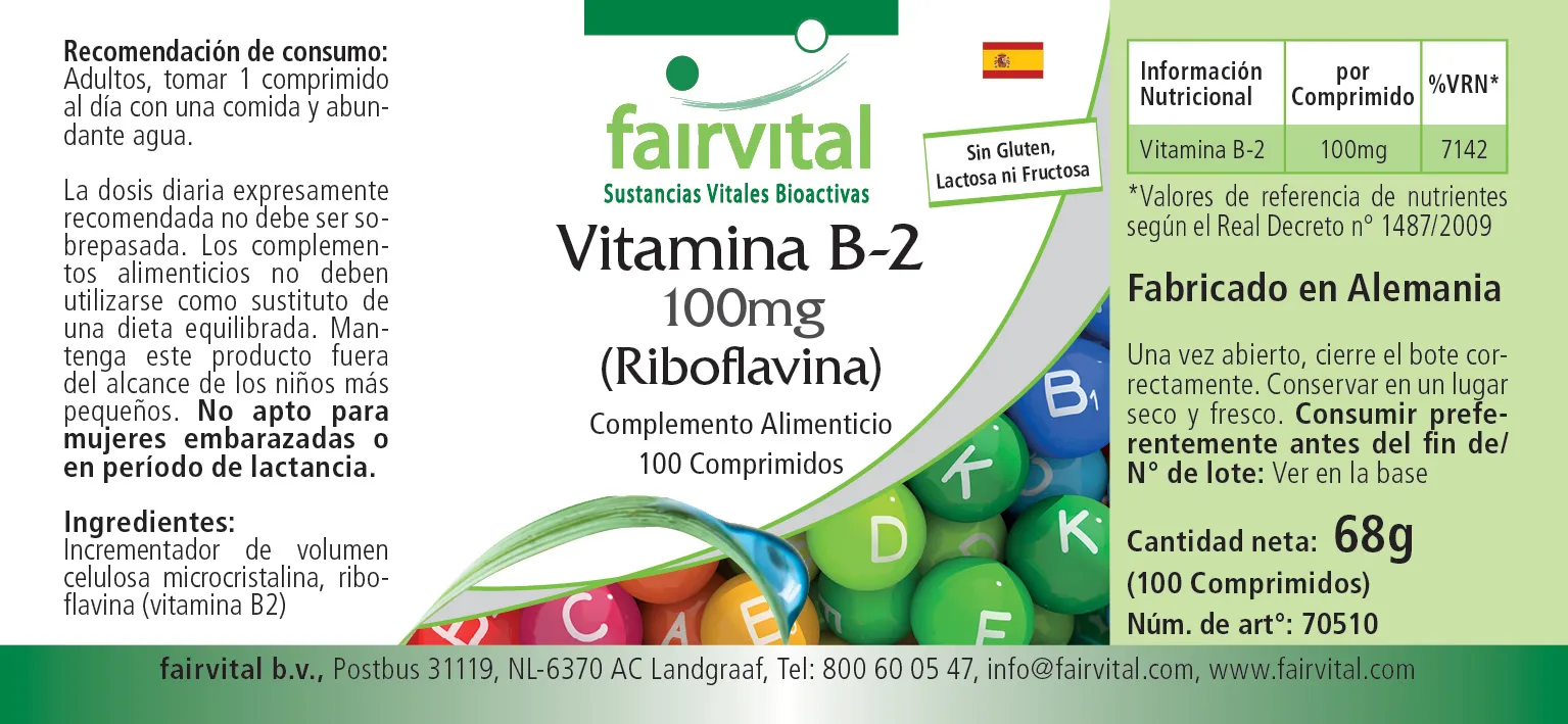 Vitamina B-2 Riboflavina - 100 Comprimidos