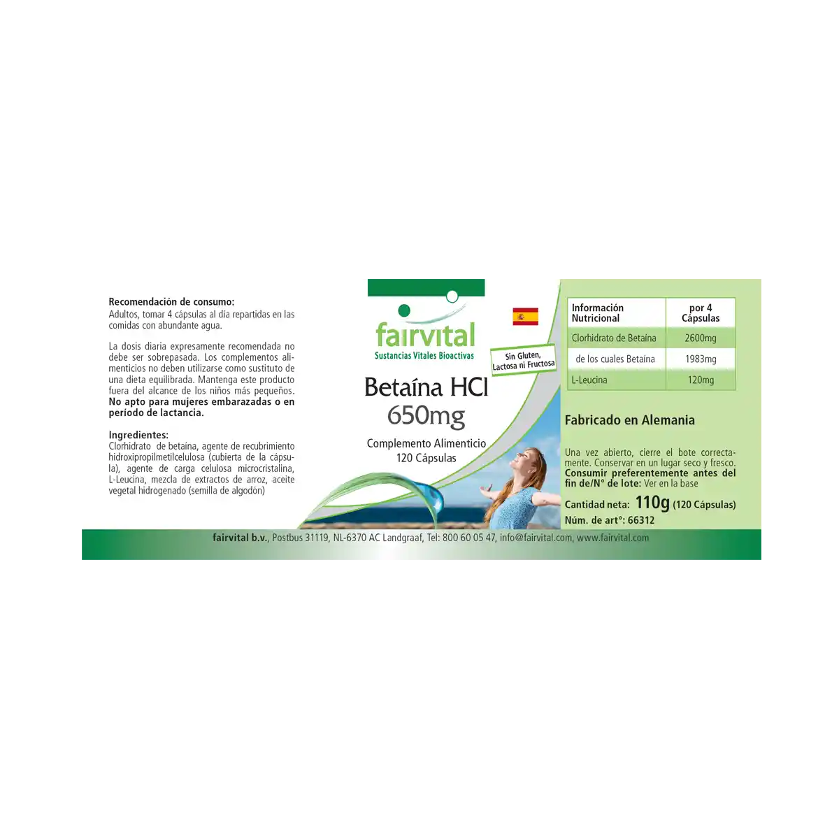 Betaína HCL 650mg Betaína HCL 650mg
