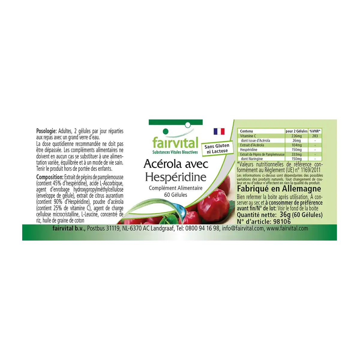 Acerola con Hesperidina - 60 Cápsulas Acerola con Hesperidina - 60 Cápsulas