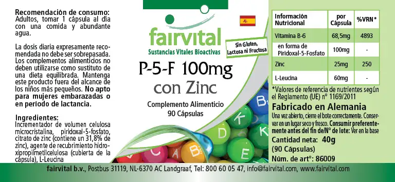 P-5-P 100mg met zink - actieve vitamine B6 - 90 capsules