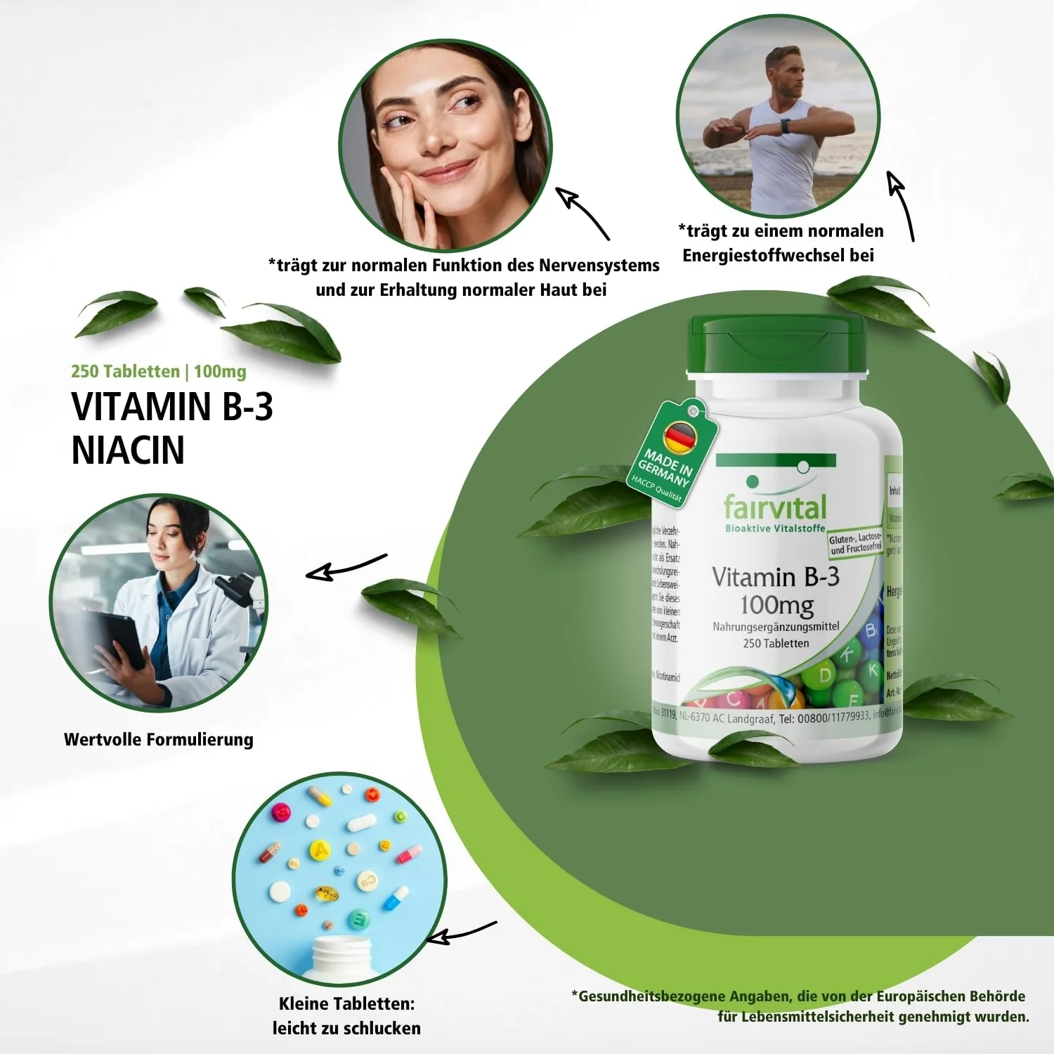 Vitamine B-3 niacine 100mg - 250 tabletten
