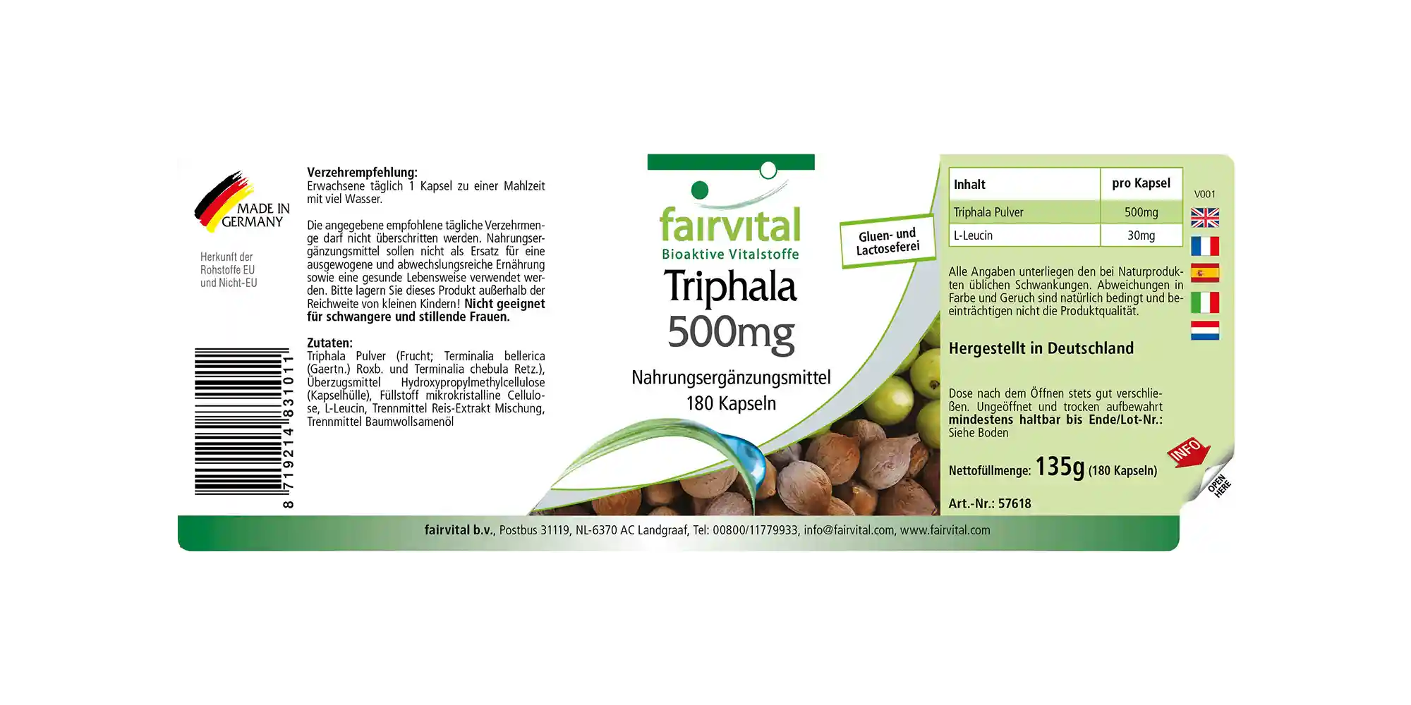 Triphala 500 mg - 180 Kapseln - Ayurvedische Dreifrucht - Amalaki, Haritaki, Bibhitaki - Vegan | Fairvital Triphala 500 mg - 180 Kapseln - Ayurvedische Dreifrucht - Amalaki, Haritaki, Bibhitaki - Vegan | Fairvital