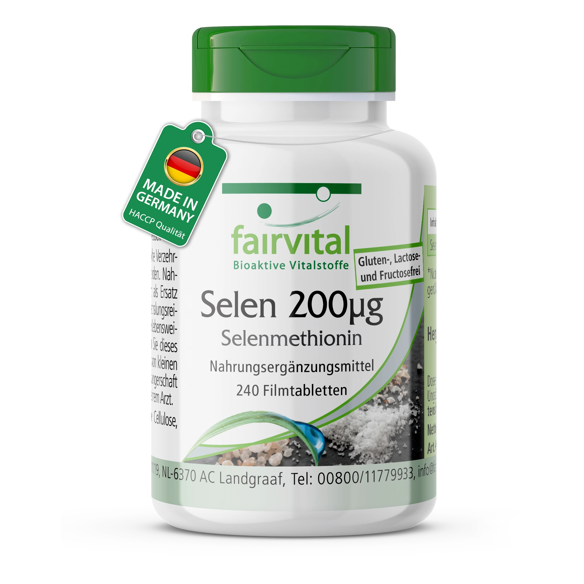 Selenium 200 µg selenomethionine - 240 filmomhulde tabletten - gemakkelijk te slikken - voor schildklier, immuunsysteem, haar en meer - meer dan 100% dagelijkse behoefte - vegan | Fairvital