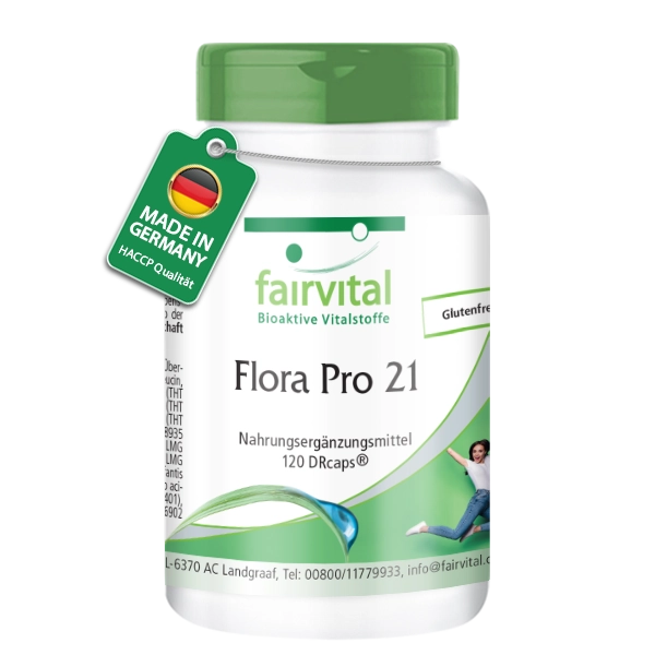 Flora Pro 21 - 120 DRcaps - Bakterienkulturen-Komplex - 21 Bakterienstämme - Hochdosiert | Fairvital