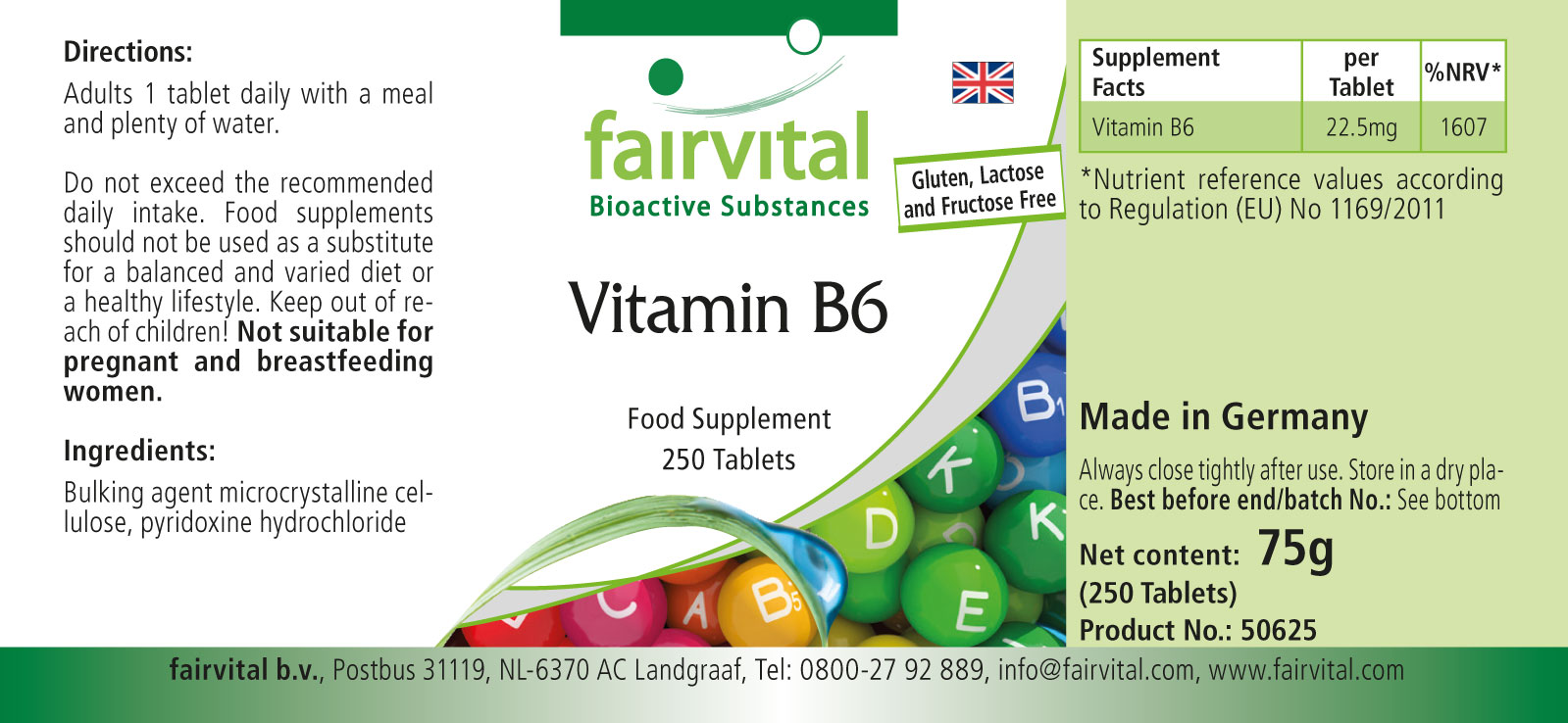 Vitamin B6 - 250 Tablets