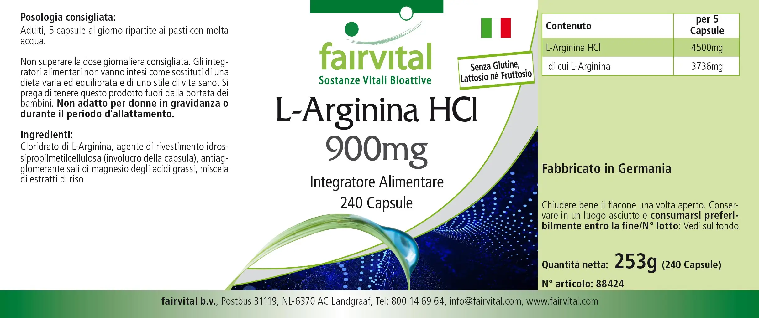L-Arginine 900mg - 240 gélules
