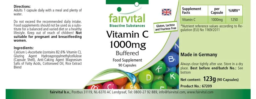 Vitamine C 1000mg tamponnée - 90 gélules Vitamine C 1000mg tamponnée - 90 gélules
