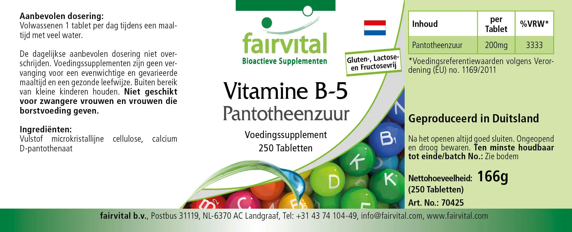 Vitamina B-5 ácido pantoténico 200mg - 250 comprimidos Vitamina B-5 ácido pantoténico 200mg - 250 comprimidos