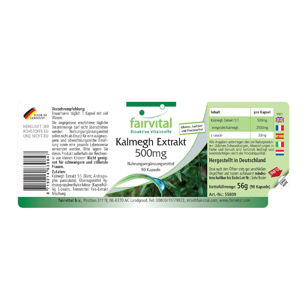 Kalmegh Extrakt 500mg - 90 Kapseln - 5-fach konzentriert - Hochdosiert und Vegan | Fairvital Kalmegh Extrakt 500mg - 90 Kapseln - 5-fach konzentriert - Hochdosiert und Vegan | Fairvital