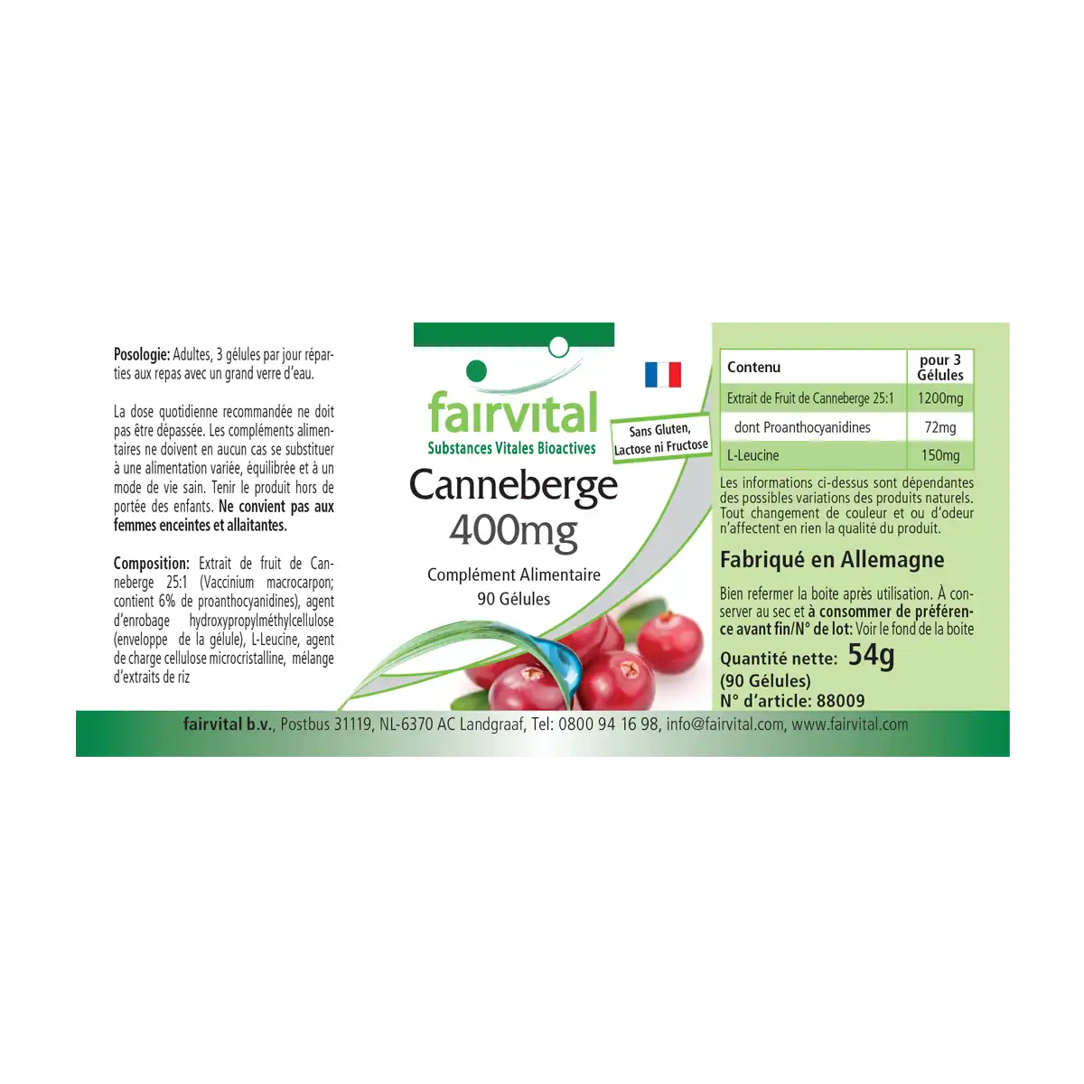 Cranberry 400mg - 90 capsules