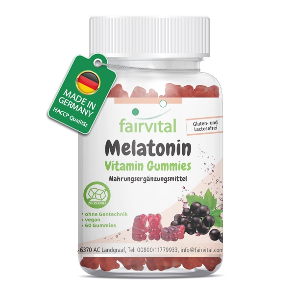 Melatonin 60 Gummies - zuckerfrei - 100% abgedeckter Bedarf - Vegan | Fairvital