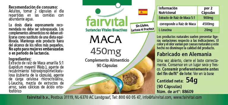 MACA 450mg - 90 cápsulas
