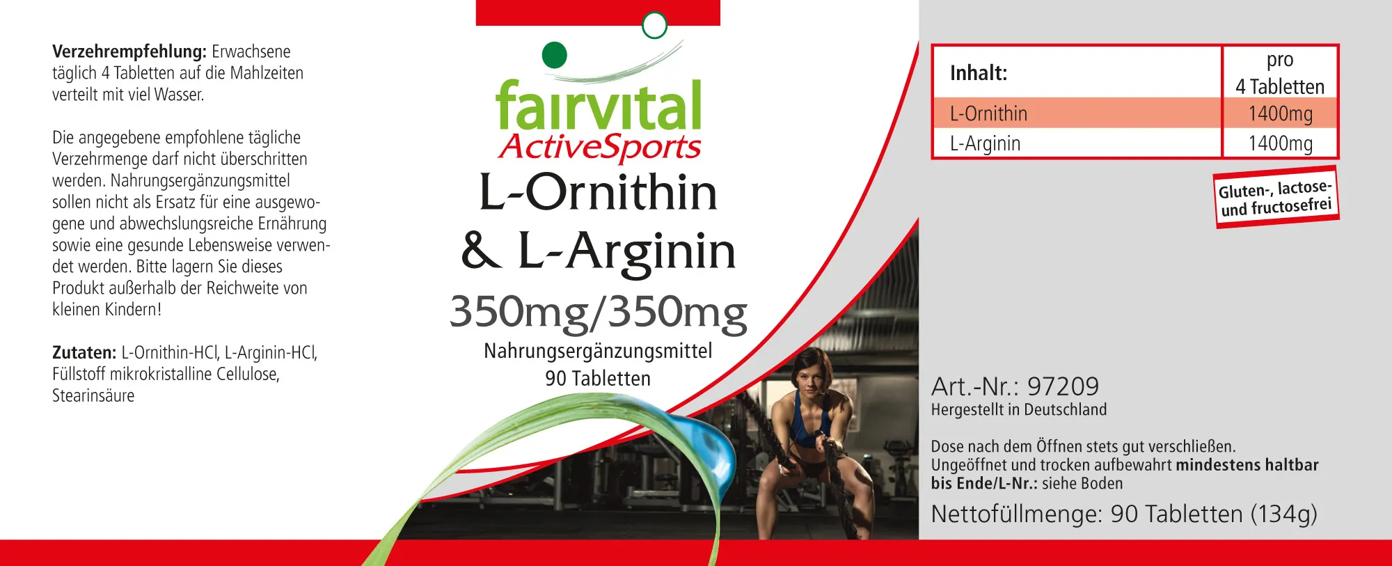 L-ornithine & L-arginine 350mg/350mg - 90 tabletten