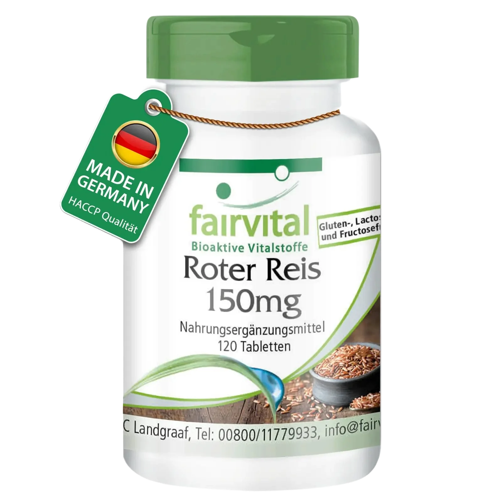 Roter Reis 150mg - 120 Tabletten - fermentiert - 2,95 mg Monacolin K - Vegan | Fairvital Roter Reis 150mg - 120 Tabletten - fermentiert - 2,95 mg Monacolin K - Vegan | Fairvital