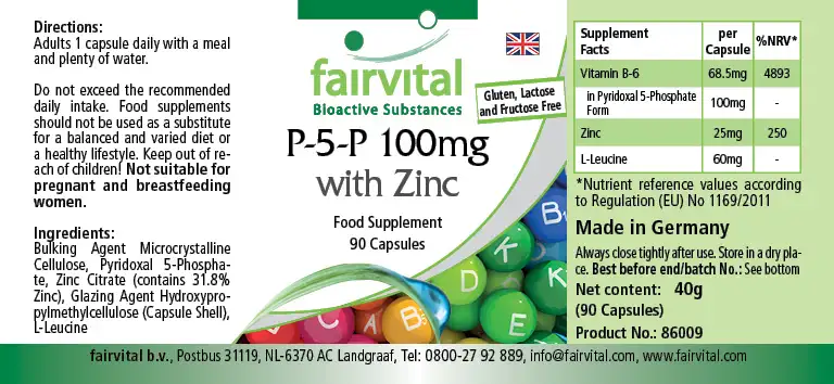 P-5-P 100 mg con Zinco – Vitamina B6 attiva – 90 capsule