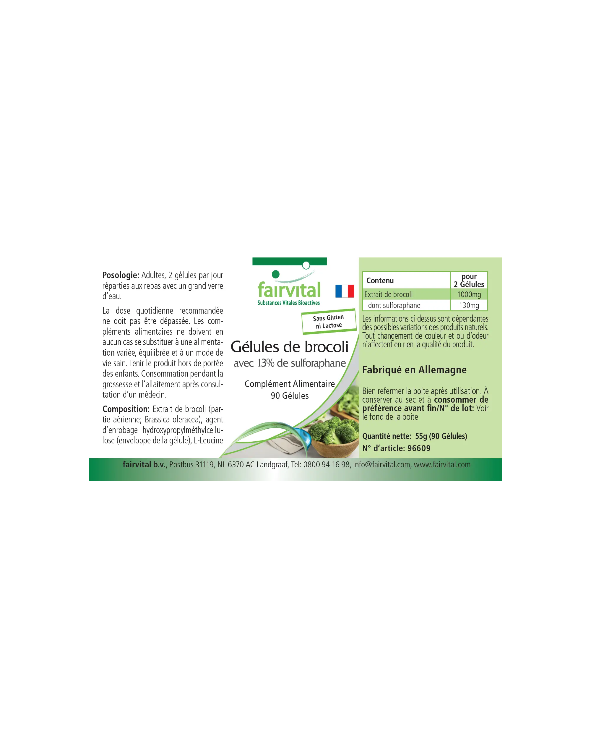 Cápsulas de Brócoli con 13% de Sulforafano - 90 Cápsulas | Fairvital