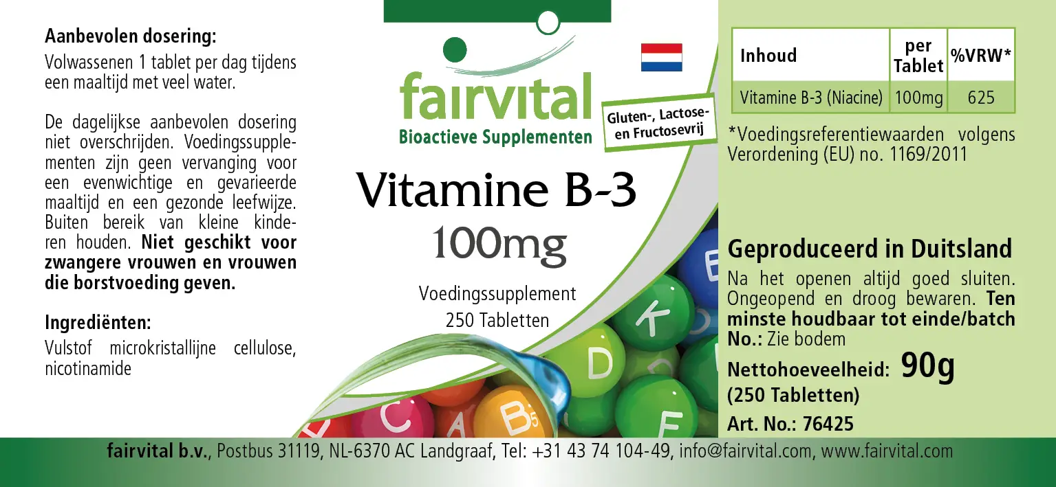 Vitamine B-3 avec Niacine - 250 comprimés