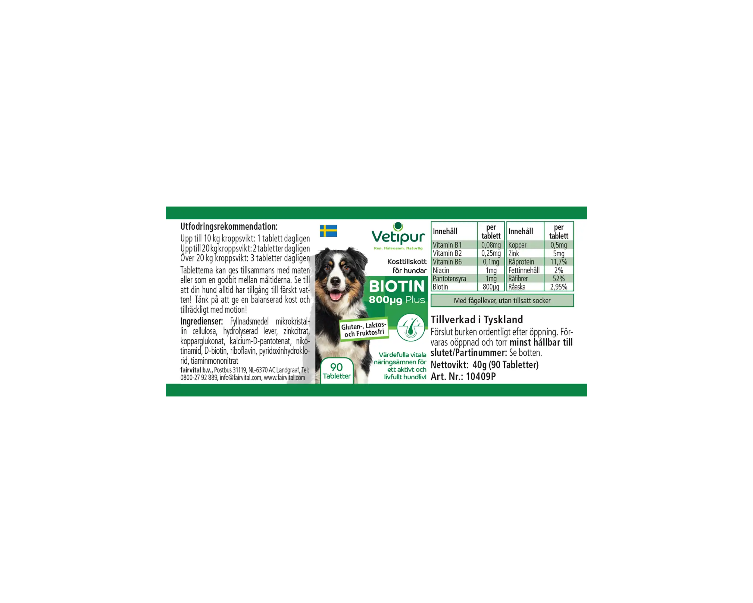 Biotin 800µg with vital substances - 90 tablets for dogs | Vetipur