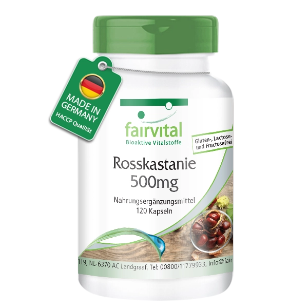 Horse Chestnut 500mg - 120 Capsules - Aesculus hippocastanum - with 20% Aescin - High Dose | Fairvital
