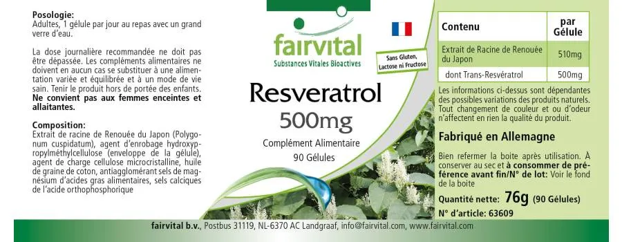 Resveratrol 500mg - 90 Cápsulas