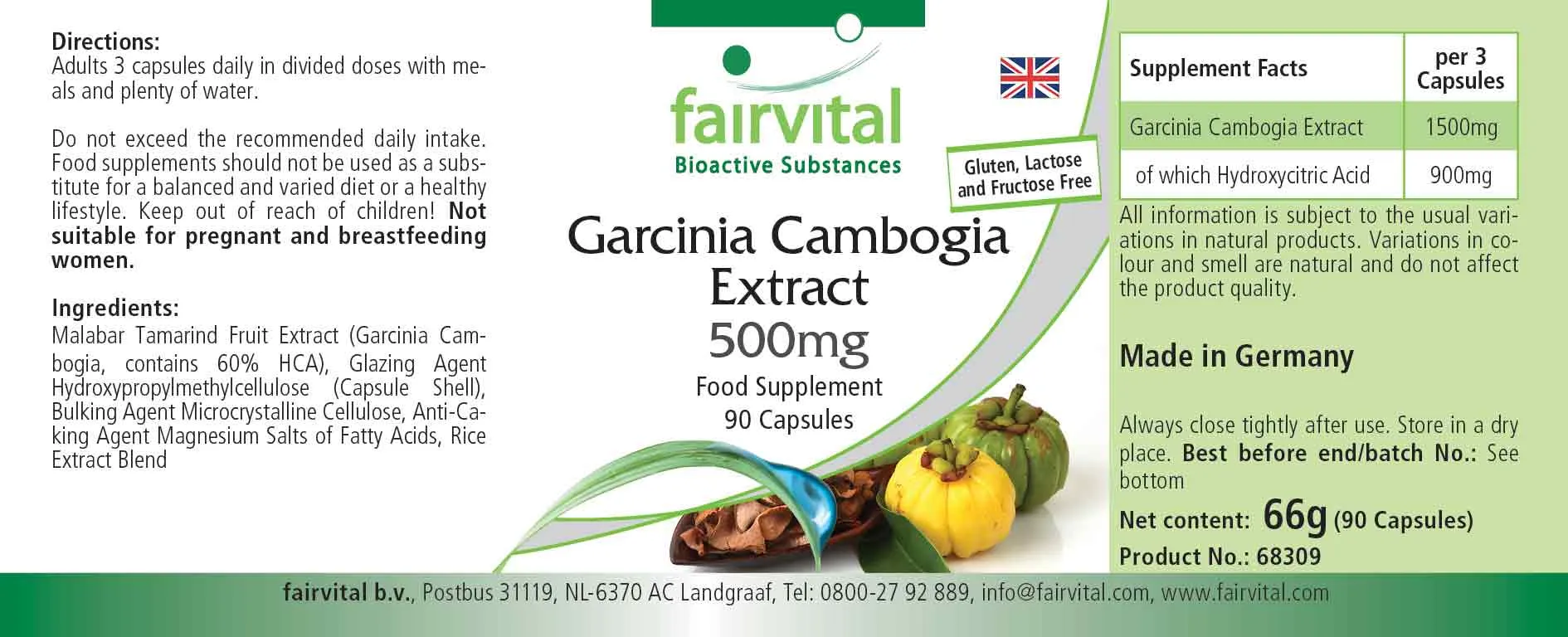 Extracto de Garcinia Cambogia 500mg - 90 cápsulas