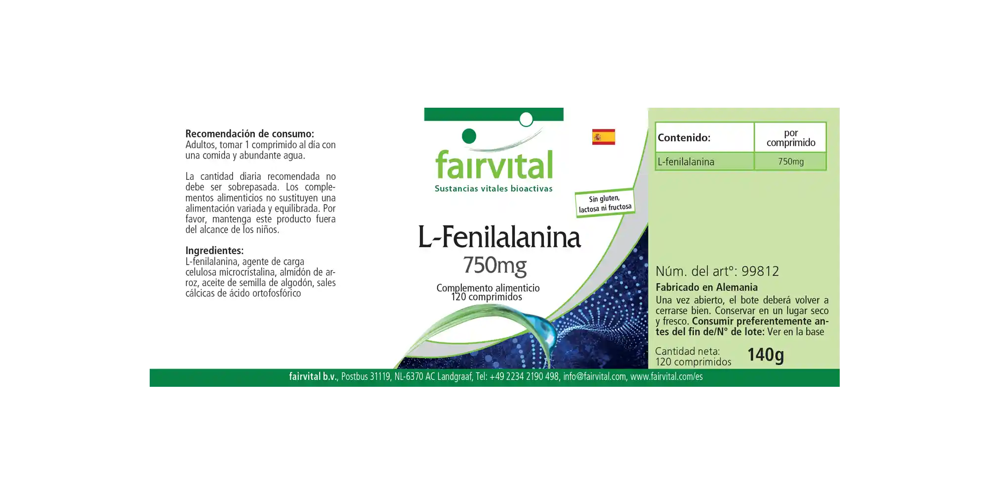 L-Fenilalanina 750 mg - 120 comprimidos