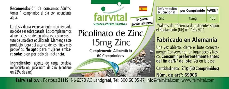 Zinkpicolinaat met 15mg zink - 60 tabletten Zinkpicolinaat met 15mg zink - 60 tabletten