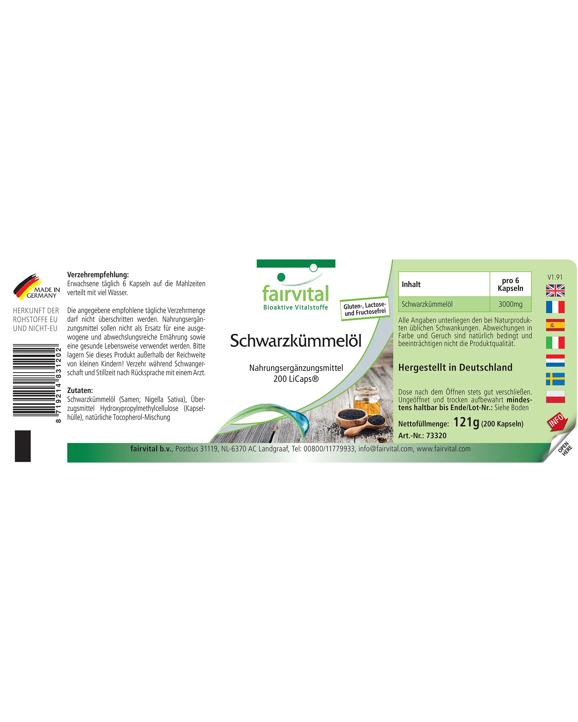 Aceite de Comino Negro - 200 LiCaps® - Nigella Sativa - prensado en frío | Fairvital