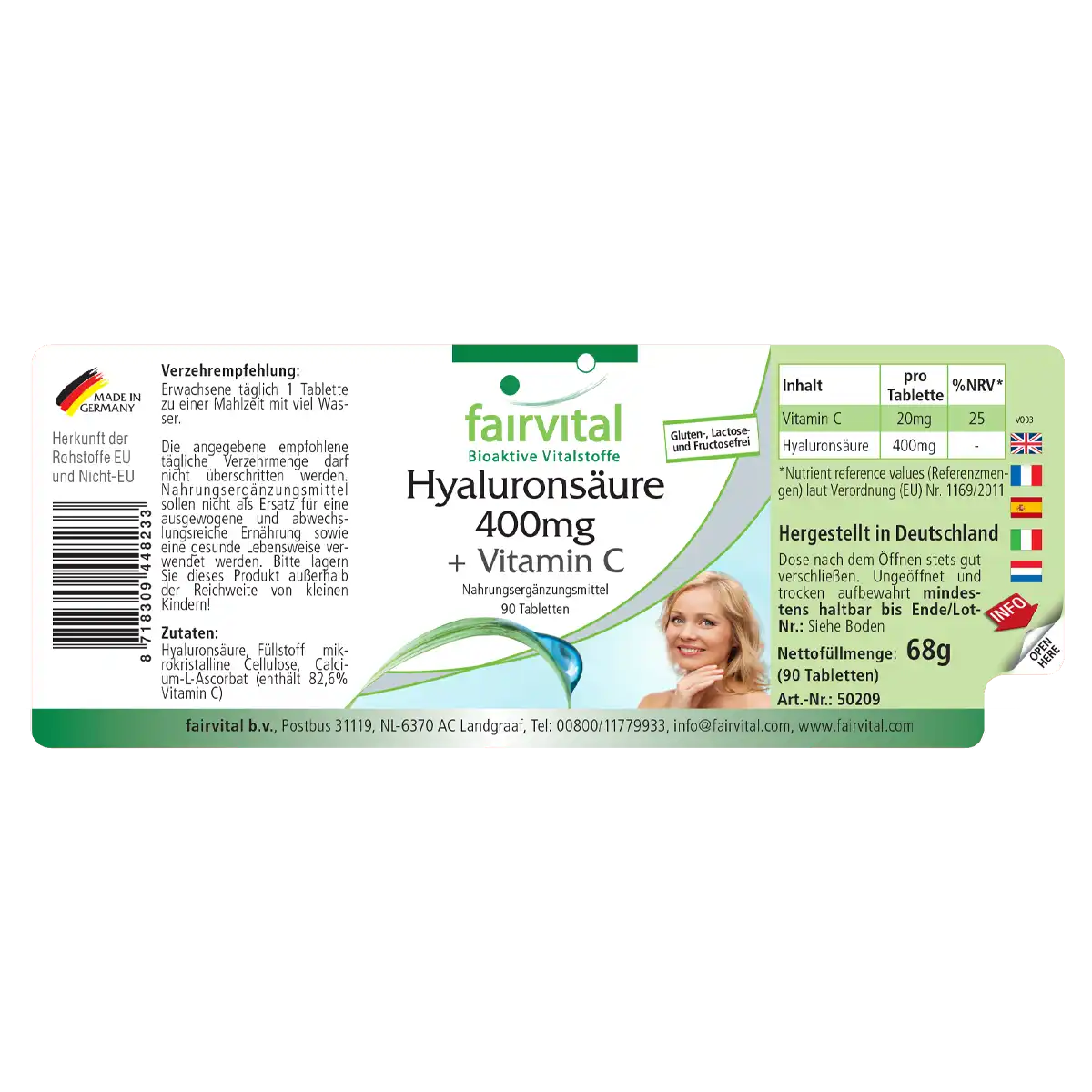 Hyaluronic Acid 400mg + Vitamin C - 90 Tablets Hyaluronic Acid 400mg + Vitamin C - 90 Tablets
