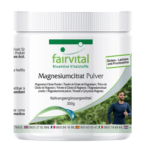 Magnesiumcitrat Pulver - 300g - ideal für Sportler - Hoch bioverfügbar - Vegan | Fairvital Magnesiumcitrat Pulver - 300g - ideal für Sportler - Hoch bioverfügbar - Vegan | Fairvital