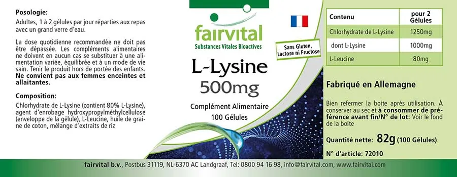 L-Lisina 500mg - 100 capsule