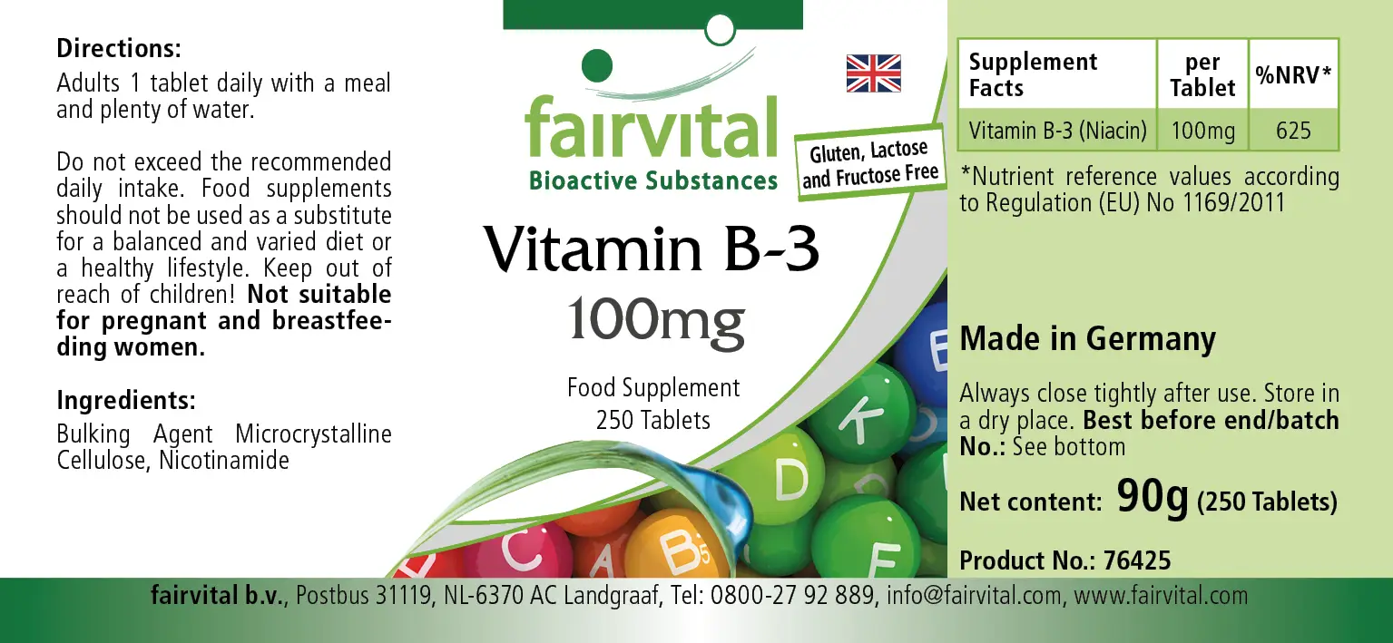 Vitamina B-3 Niacina 100mg – 250 compresse