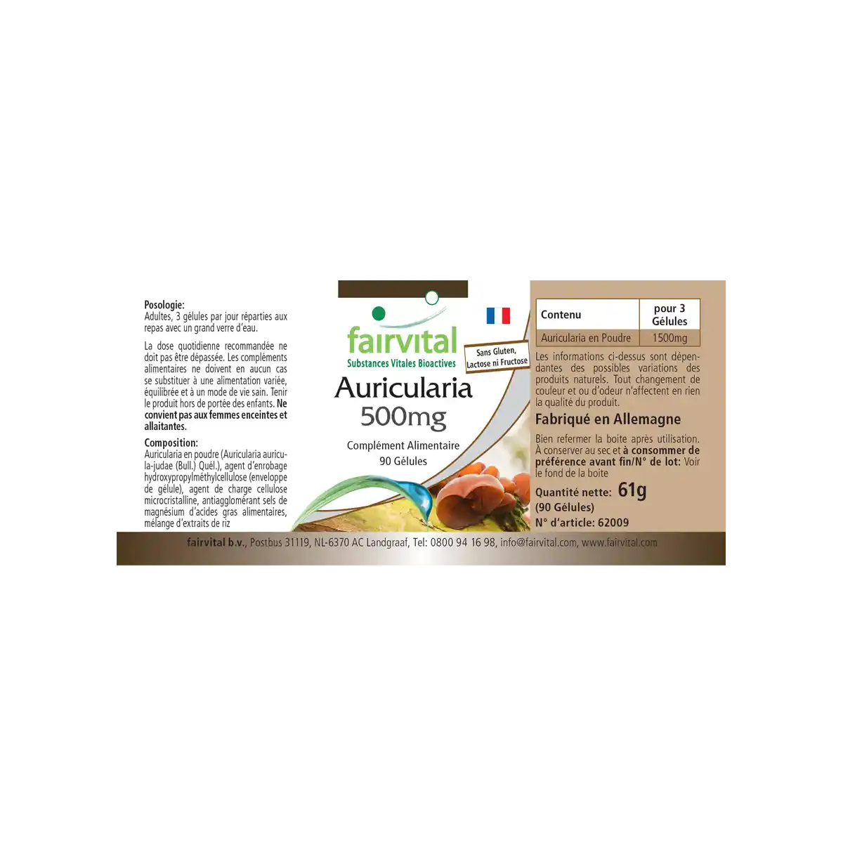 Auricularia 500mg - 90 capsules