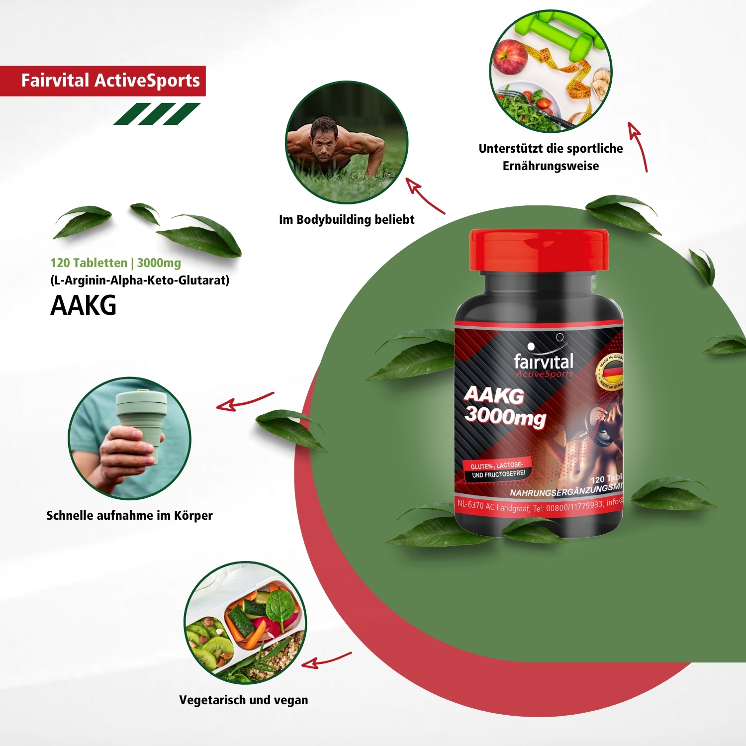 AAKG 3000mg L-Arginine alfa-ketoglutaraat - 120 tabletten